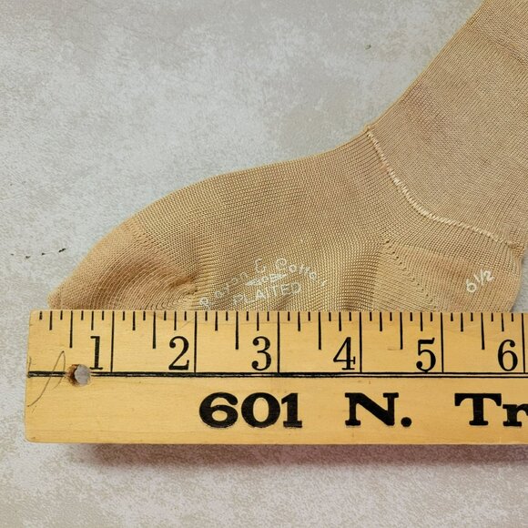 Antique Child's Over The Knee Socks 4 Pair Cotton & Rayon 6 1/2 Beige Dan Knit - Picture 8 of 13